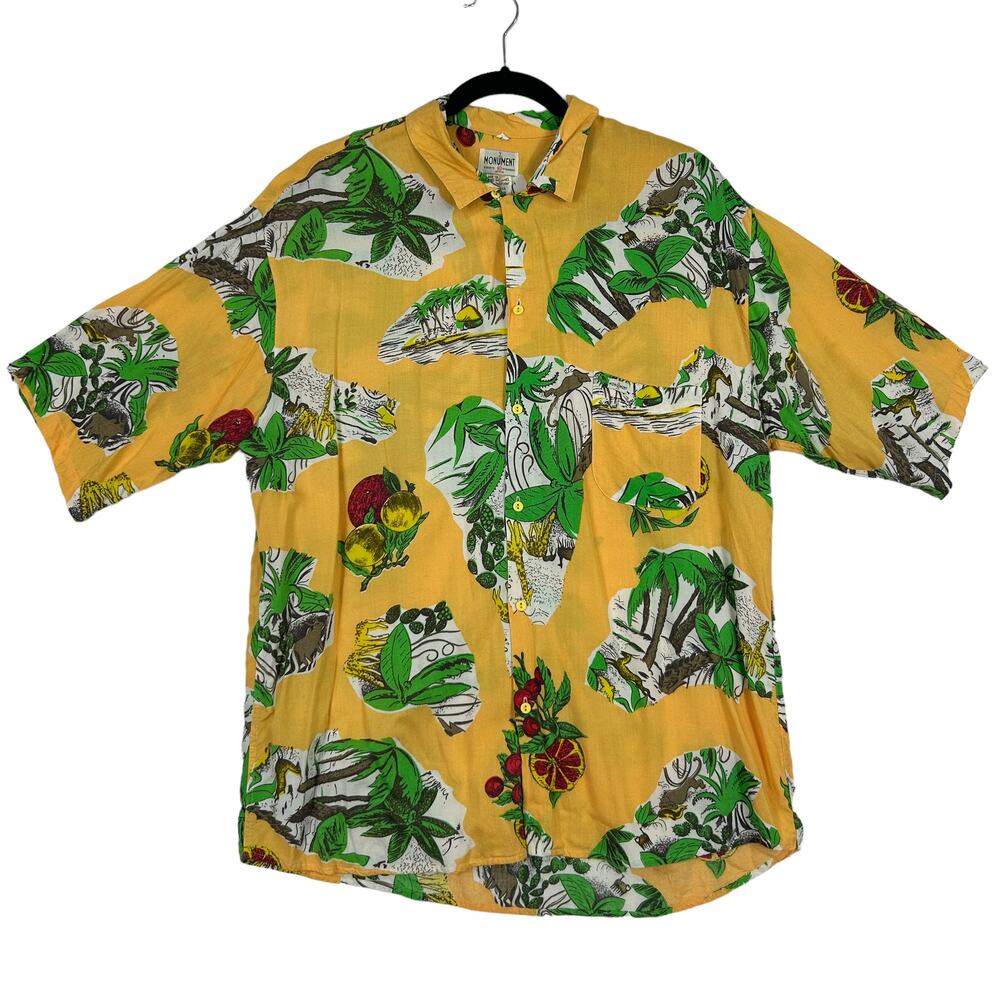 Monument Shirt Pyjama Yellow Printed Shirt Size Large
